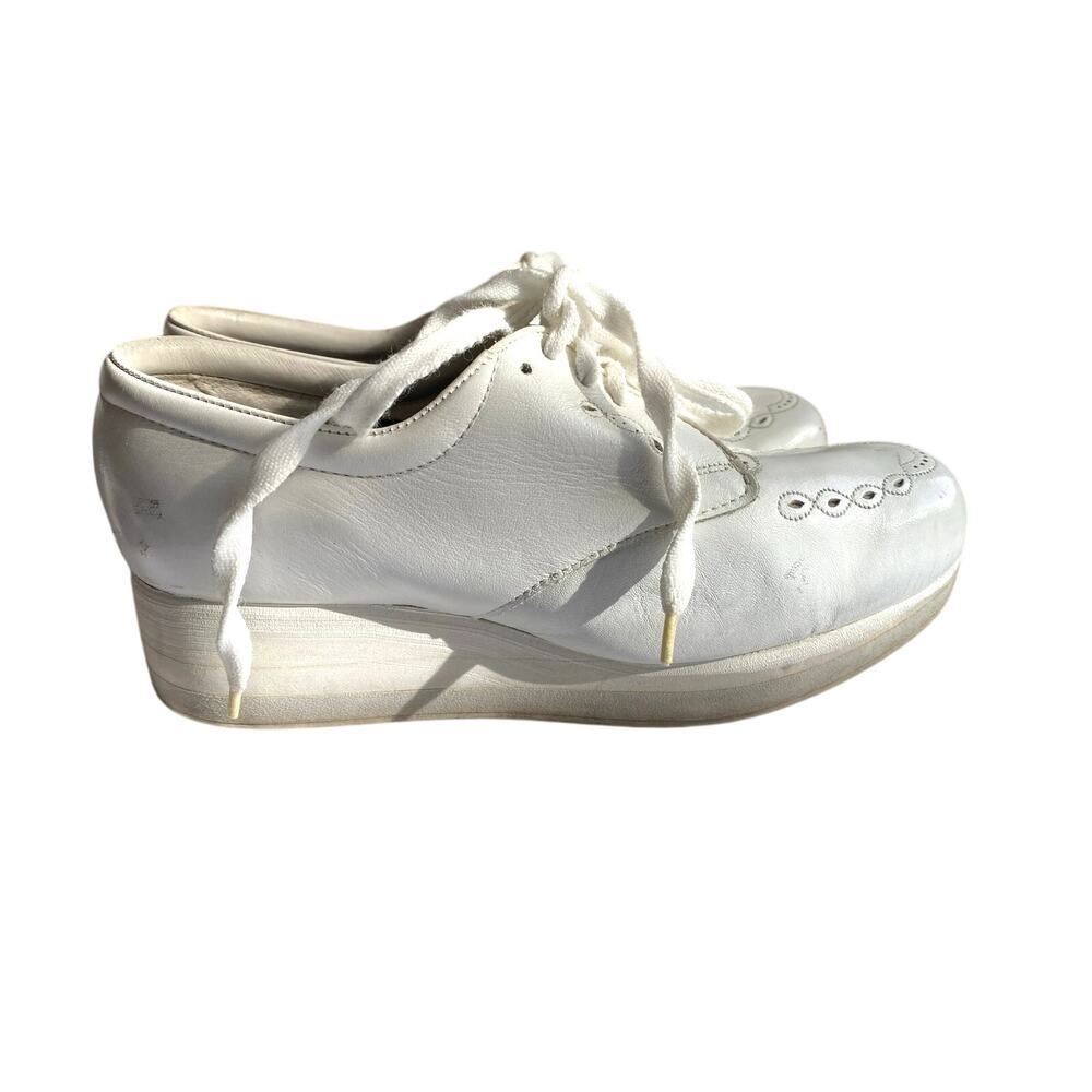 PW Minor & Sons Extra Depth White Lasercut Leather Lace Up Shoes Women's 6 D